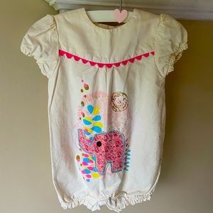 Misha Lulu Cream Elephant Romper 12-18 mos